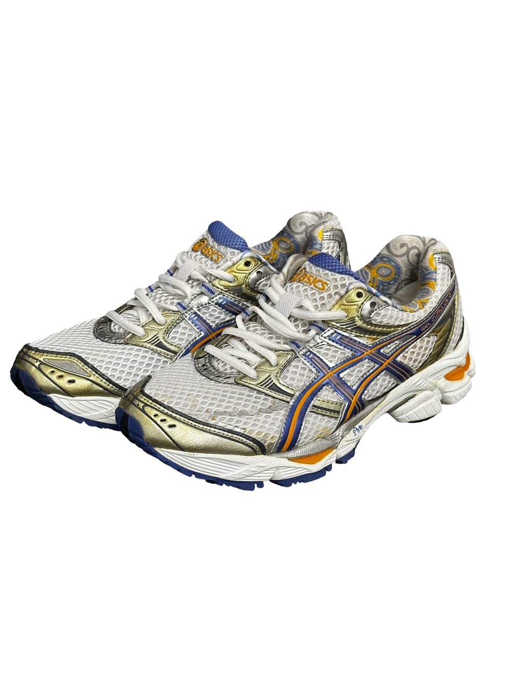 Vintage ASICS GEL-Cumulus 12 Gold Blue Y2K Running Shoes (US 8 / EU 39.5)
